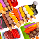 27 pcs set de cubiertos de cocina para niños con comida, bebida y parrilla Juguetes de plástico para niños para cocinar y asar 3