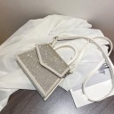 Dam crossbody väska med glittrande stenar Övre handtag och avtagbar rem Lock i form av ett kuvert PU läder och polyester 19 x 14 x 7 cm 1