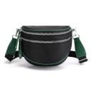 Dam crossbody-väska i halvmåneform av nylon Två blixtlåsfack Bred justerbar rem med karbinhakar 23 x 18 x 13 cm 1