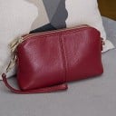 Dams crossbody-väska med dragkedja Två dragkedjefack Rundad form Grov yta Rem med metallkarbinhakar PU-läder och polyester 5