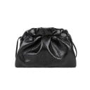 Damernas rynkade crossbody-väska med glänsande kornig yta Mjuk form Tunn rem över axeln PU-läder och polyester 24 x 16 x 7 cm 1
