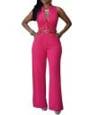 Ärmlös jumpsuit för kvinnor med bälte 6