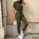Jumpsuit för kvinnor med knappar och knytband 2
