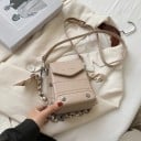 Dam mini crossbody väska i PU läder Krokodilsmönster Kuvertlock Kedja med scarf Justerbar rem Mått 15 x 16 x 9 cm 2