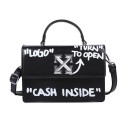 Damernas crossbody-väska med klaff och iögonfallande texter Övre handtag Metallspänne Justerbar rem PU-läder 21,5 x 15 x 8 cm 2