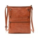 Dam crossbody väska över axeln Platt form Flera fickor med dragkedja Lång justerbar rem PU läder i vintage stil 23 x 26 cm 2