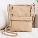 Dam crossbody väska över axeln Platt form Flera fickor med dragkedja Lång justerbar rem PU läder i vintage stil 23 x 26 cm 3
