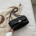 Dams crossbody-väska med rombisk quiltning Lock med vridlås Kedja vävd med rem PU-läder och polyester 21 x 6 x 13 cm 2