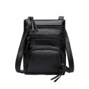 Dam liten crossbody väska över axeln Platt snitt med flera fickor med dragkedja och långa dragkedjor i PU-läder och polyester 16,5 x 2,5 x 21 cm 1