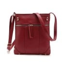 Dam crossbody väska med framficka med dragkedja Platt rektangulärt format Justerbar rem Dekorativa metallnitar PU-läder 23 x 26 cm 5