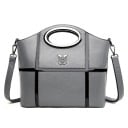 Damsk crossbody-väska med ovalt handtag i metallram Glänsande ränder Bakficka med dragkedja Avtagbar rem PU-läder 26 x 10 x 21 cm 2
