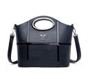 Damsk crossbody-väska med ovalt handtag i metallram Glänsande ränder Bakficka med dragkedja Avtagbar rem PU-läder 26 x 10 x 21 cm 4