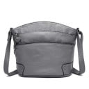 Dam crossbody väska med flera fickor med dragkedja Rund form Justerbar rem över axeln Dekorativ metallnyckelring 24 x 22 x 11 cm 2