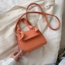Dam mini crossbody väska med dekorativa knutar på handtaget Lock och lång rem över axeln Krokodilsmönster PU läder 17 x 13 x 9 cm 3