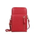 Dams crossbody väska för mobil och kort Grain PU läder Flera fickor med dragkedja Justerbar rem Gyllene detaljer 11 x 5 x 18 cm 5