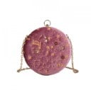 Damernas runda crossbody-väska med motiv av stjärnhimlen Broderade stjärnor och metalliska dekorationer Kedja över axeln Mått 18,5 x 18,5 x 5,5 2