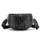 Dams crossbody väska i halvmåneform Ovan zip med långa remmar Bred textilrem Glansig PU-läder 24 x 18 x 11 cm För staden 1