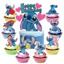 28er Set Tortenaufsätze Bunte Comicfiguren mit Happy Birthday Schriftzug Thematische Tortendekoration für Feiern 4