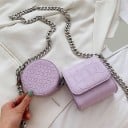 Dams mini crossbody handväska med runt fodral Massiv metallkedja över axeln Krokodilsmönster PU-läder och polyester 11 x 12 x 7 cm 3