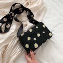 Dams crossbody-väska med prästkragsmönster Bred justerbar rem Dragkedjestängning PU-läder 19 x 6 x 12 cm För varje dag 2