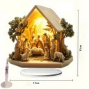 2D acryl kerstdecoratie met standaard 12 x 12 cm Kerststal Geboorte van Jezus Maria Heilige Jozef Tafeldecoratie Cadeau 2