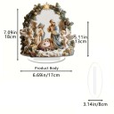 2D acryl kerstdecoratie met voet 13 x 17 x 18 cm Bethlehem Geboorte van Jezus Engelen Maria Jozef Gouden ster tafelcadeau 2