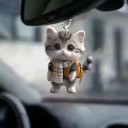 2D pendente de carro Decoração suspensa com corrente Animal realista em forma de gato Decoração para espelho retrovisor Presente estiloso para amantes de gatos 2