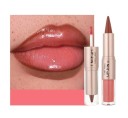 2v1 Batom Mate 3,5 g e Brilho Labial Volumizador 2,5 g Brilho Incolor Não Pegajoso Efeito Volumizador Dois Passos de Maquilhagem Labial 6