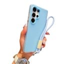 2v1-es tok Samsung Galaxy S24 FE telefonhoz csuklószíjjal Szilikon tok zselé hatással Mobil tok kézre akasztható zsinórral 6