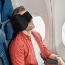 2v1 Reisekissen für den Hals mit Augenmaske 43 × 15 cm Verstellbare Kopfstütze 360° Unterstützung Schlafmaske und Aufbewahrungstasche 2