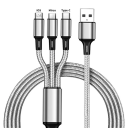 3-i-1 hurtigopladningskabel USB-C + micro USB + Lightning 1,2 m 3A USB-A telefonkabel hurtigopladning 9