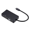 3-i-1 Mini DisplayPort til HDMI DVI-I og VGA adapter til tilslutning af skærm eller projektor til computer Opløsning op til 1080p Kabel 18 cm Sort 2