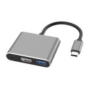 3-i-1 USB-C til HDMI 4K-adapter USB 3.0 og USB-C PD 100W multifunktionsadapter 15 cm video- og datakonverter til MacBook, Notebook, Tablet, TV 2