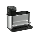 3 in 1 Stainless Steel Soap Dispenser with Sponge and Brush Organiser Kitchen Stand for Sink with Pump 19×18×13 cm 1