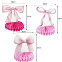 3 ks Papierové závesné party dekorácie Honeycomb vejár s mašľou 16–19 cm Rúžová závesná výzdoba na narodeniny baby shower detská oslava 2