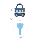 3 ks Vzdelávacia sada vozidiel so zámkom a kľúčom Motorická hra Vlak Školský autobus Policajné auto Odomknutie správnym kľúčom Raný rozvoj zručností 3