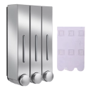 3 Pack Wall-Mounted Soap and Shower Gel Dispenser 420 ml Self-Adhesive Detergent Holder 15x8x28cm Pump for Bathroom Without Drilling 3