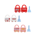 3 pcs Children's Motor Skill Toy Cars with Lock and Key Early Learning Firefighters Ambulance Ice Cream Unlocking Fine Motor Skills Training 5