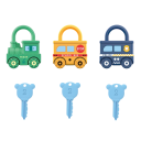 3 pcs Conjunto educativo de veículos com fechadura e chave Jogo motor skills Comboio Autocarro escolar Carro de polícia Desbloqueio com a chave certa 1