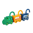 3 pcs Conjunto educativo de veículos com fechadura e chave Jogo motor skills Comboio Autocarro escolar Carro de polícia Desbloqueio com a chave certa 2