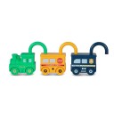3 pcs Juego educativo de vehículos con cerradura y llave Juego motor Vía escolar Autobús policial Desbloqueo con la llave correcta Desarrollo temprano 5