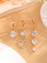 3 pcs Piercing de Aço Inoxidável Cor Dourada Com Diamantes Coração e Borboleta Joalharia Corporal Piercing Decorativo Umbigo Ouvido 2