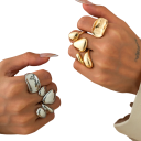 3 pcs Women's Rings Open Adjustable Round Geometric Shapes Smooth Surface Modern Rings Made of Zinc Alloy 2