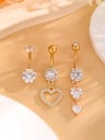 3 piezas de Piercing de Acero Inoxidable Color Dorado con Diamantes en Forma de Corazón y Mariposa Joyería Corporal Piercing Decorativo para Ombligo 2
