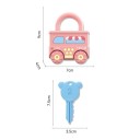 3 pz Giocattolo motorico per bambini Auto con lucchetto e chiave Apprendimento precoce Vigili del fuoco Ambulanza Gelato Sblocco Allenamento della motricità fine 6