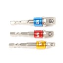 3 st HEX borradapter 1/4, 3/8, 1/2 2