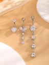 3 Stück Piercing aus Edelstahl Silberne Ausführung Diamanten mit Herz und Schmetterling Elegantes Set für Körperschmuck 2