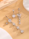 3 Stück Piercing aus Edelstahl Silberne Ausführung Diamanten mit Herz und Schmetterling Elegantes Set für Körperschmuck 3