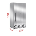 3 stuks wandgemonteerde zeep- en douchegeldispenser 420 ml Wasmiddeldispenser 15x8x28cm Badkamerdispenser met schroeven en pluggen 8
