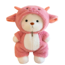30 cm Plush Bear in Pink Cow Outfit Soft Plush Toy Made of Plush and PP Cotton Cute Toy and Decoration for Children 1